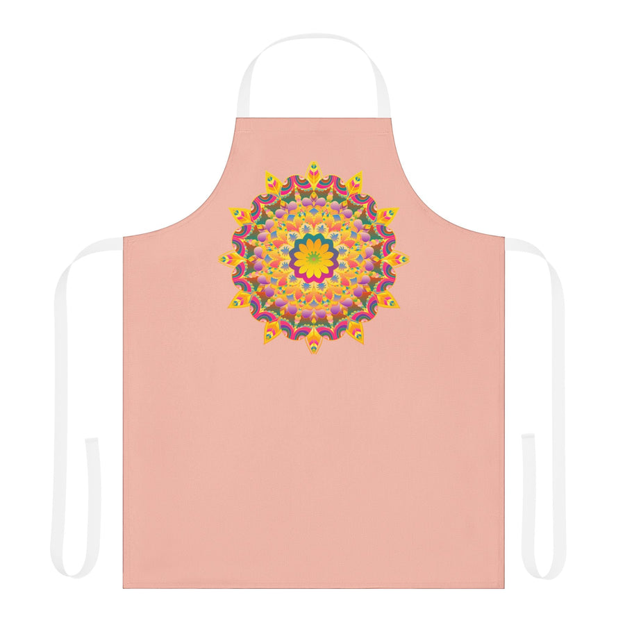 Peach Mandala Apron - Hand Drawn Art All Over Prints - Blululi