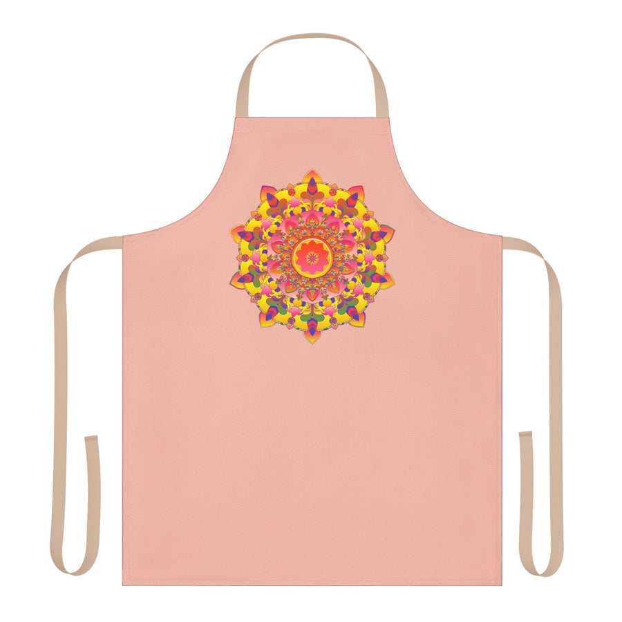 Peach Mandala Apron - Hand Drawn Art All Over Prints - Blululi
