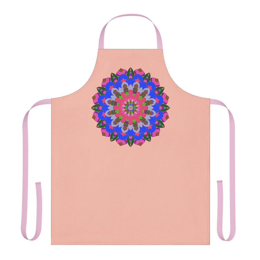 Peach Mandala Apron - Hand Drawn Art All Over Prints - Blululi