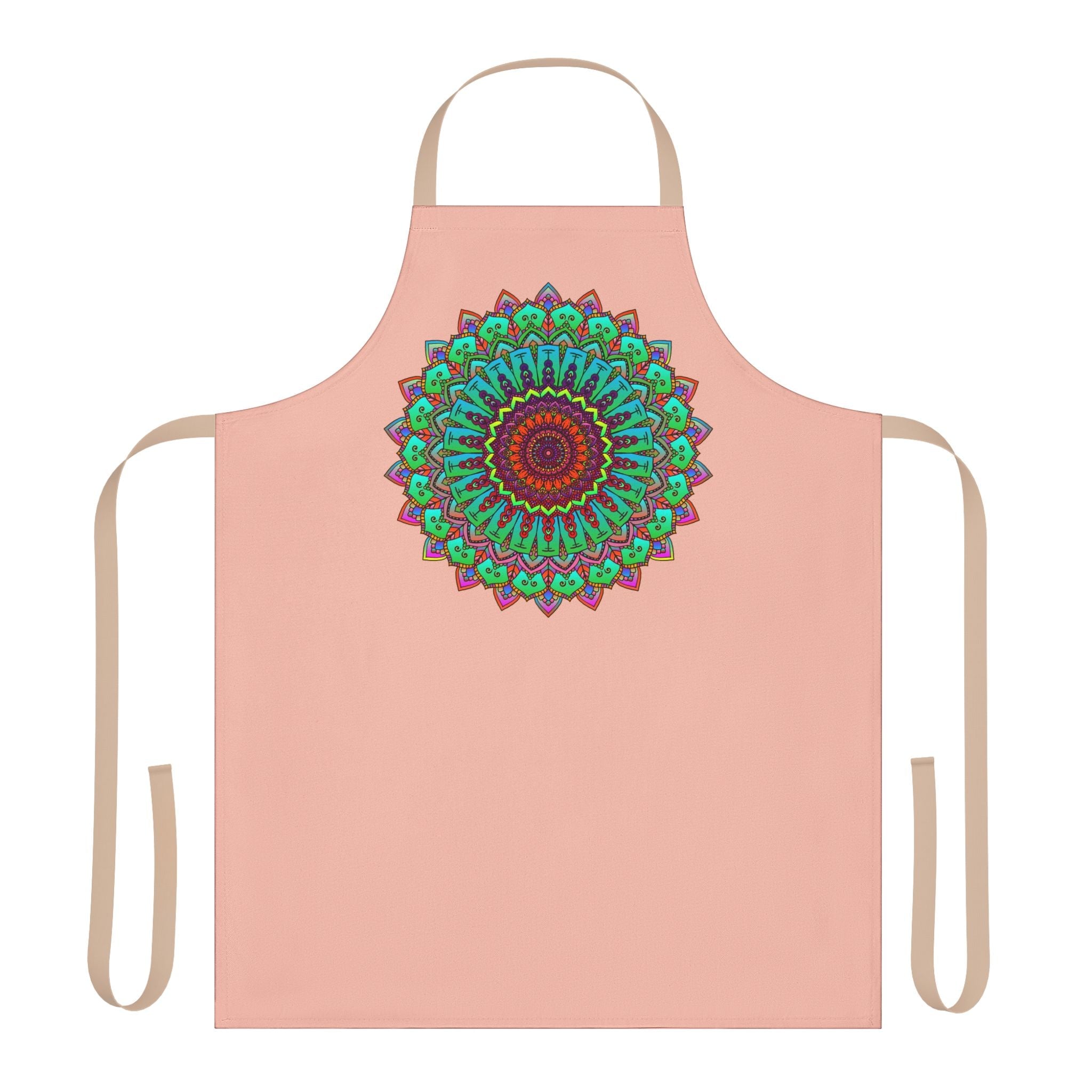 Peach Mandala Apron - Hand Drawn Art All Over Prints - Blululi