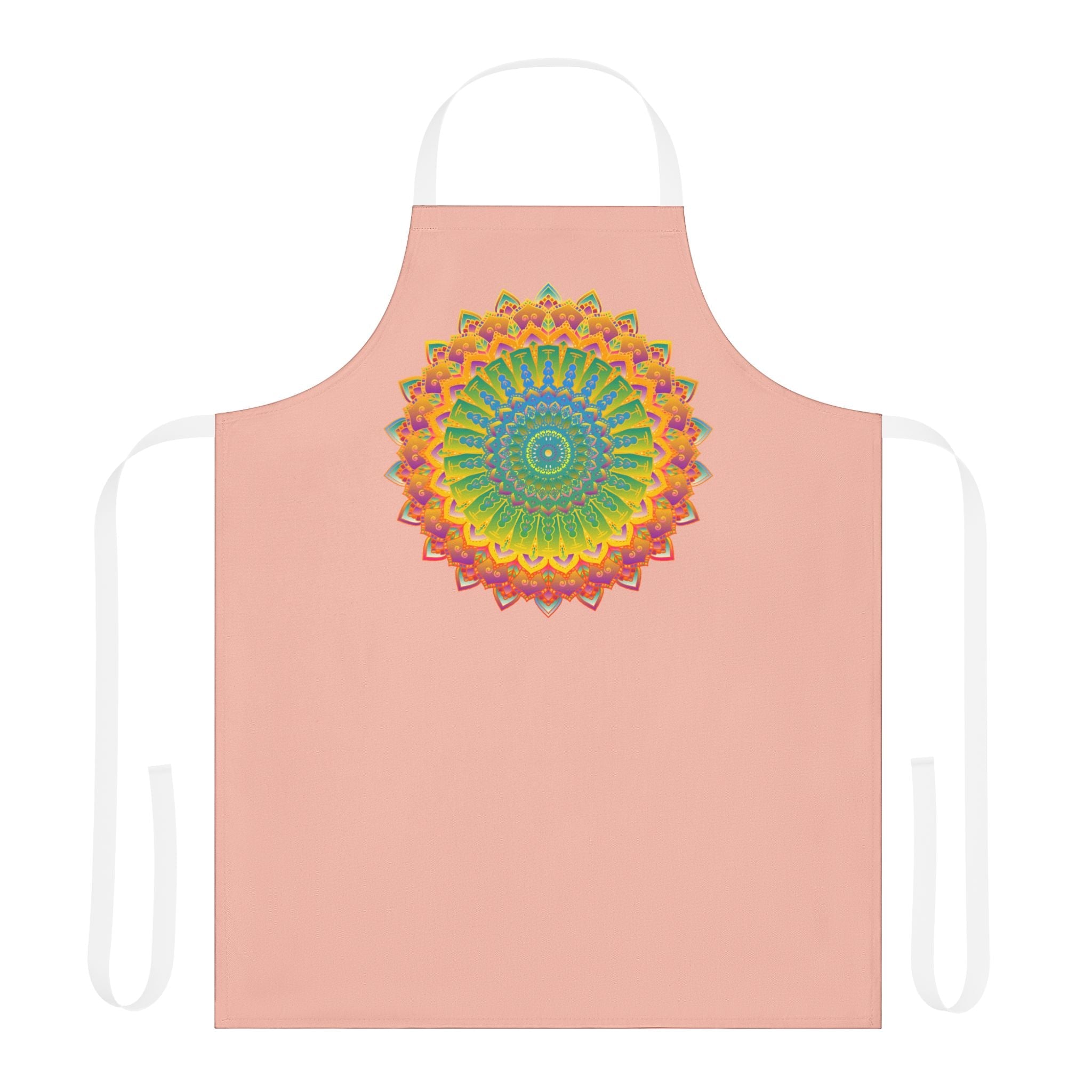 Peach Mandala Apron - Hand Drawn Art All Over Prints - Blululi