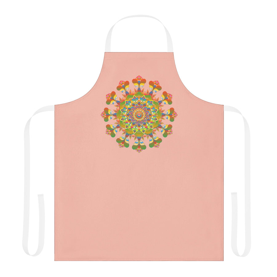 Peach Mandala Apron - Hand - Drawn Art All Over Prints - Blululi