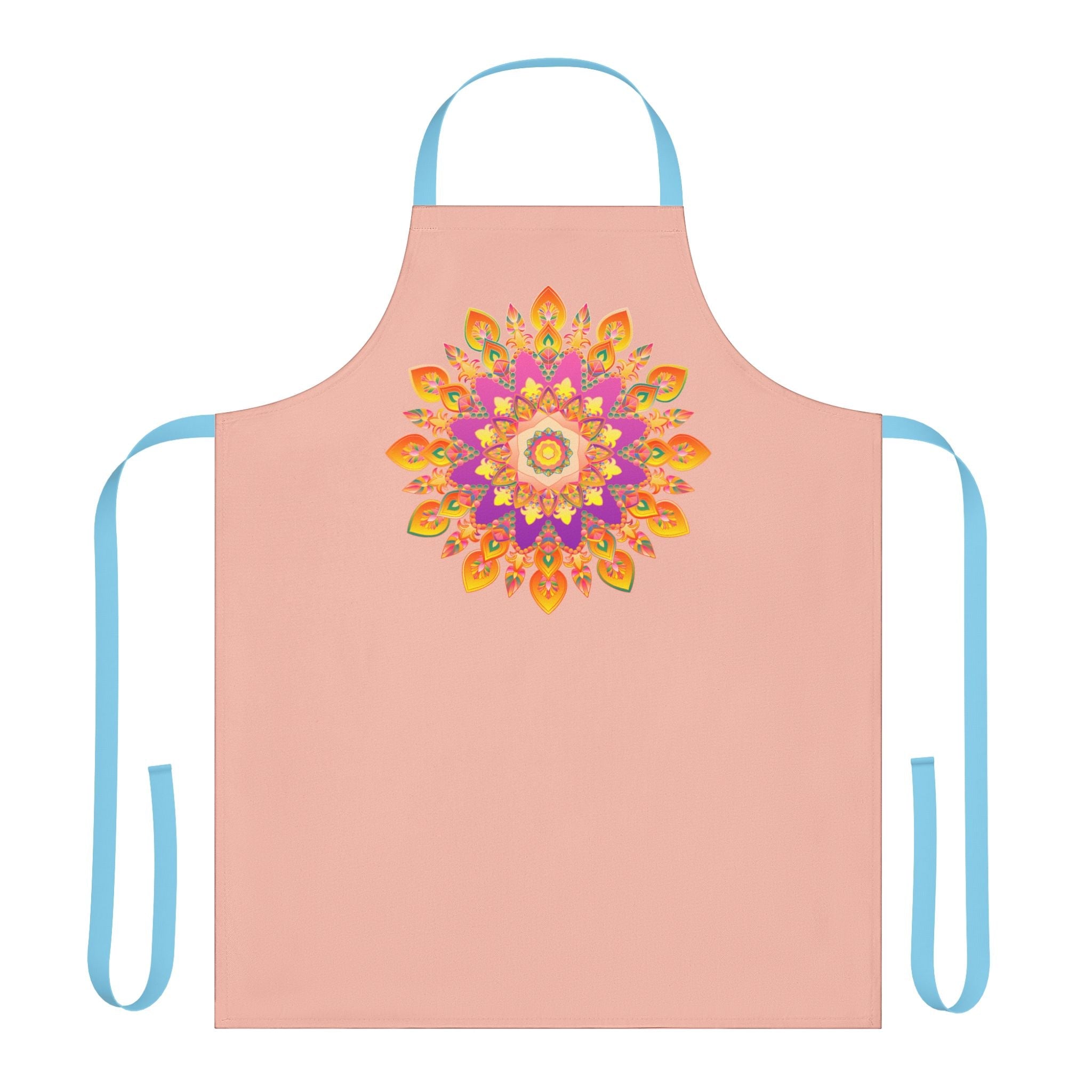 Peach Mandala Apron - Hand - Drawn Art All Over Prints - Blululi