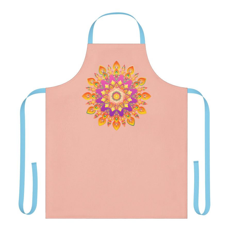 Peach Mandala Apron - Hand - Drawn Art All Over Prints - Blululi