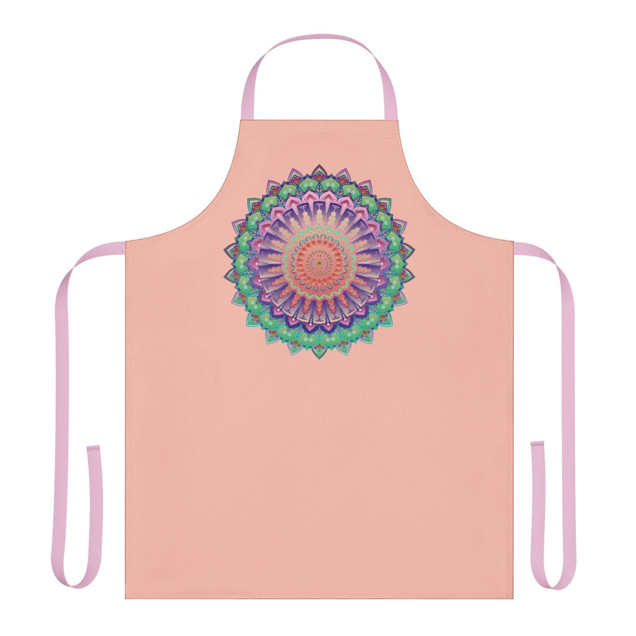 Peach Mandala Apron - Hand Drawn Art All Over Prints - Blululi