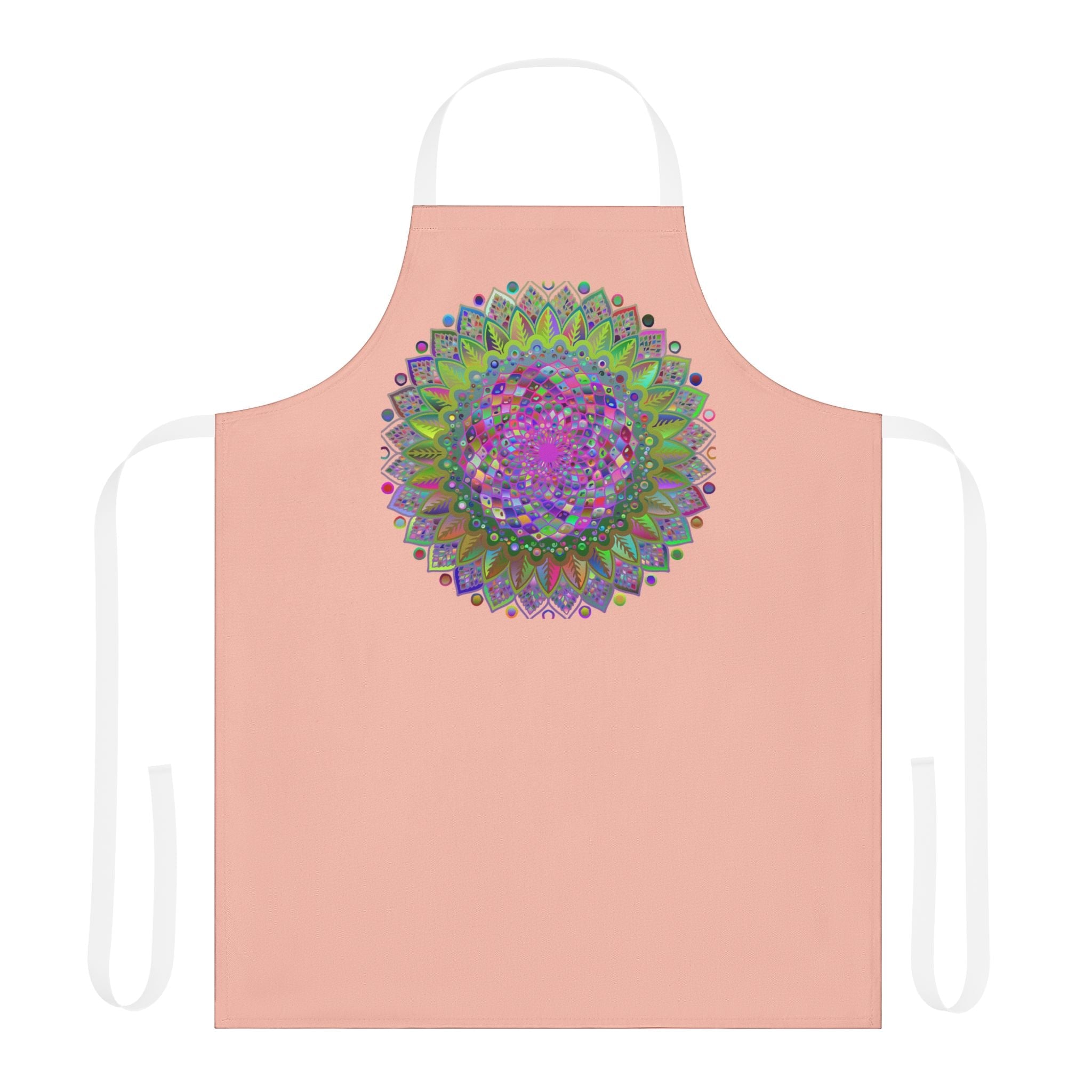 Peach Mandala Apron - Hand Drawn Art All Over Prints - Blululi