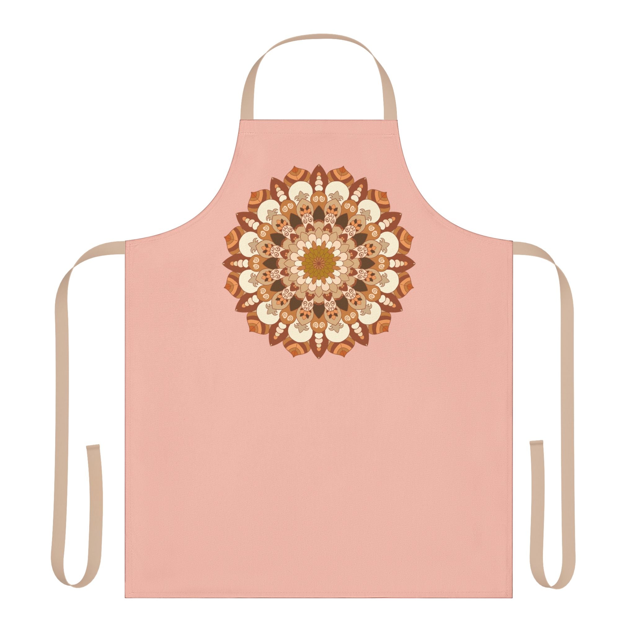 Peach Mandala Apron - Hand Drawn Art All Over Prints - Blululi