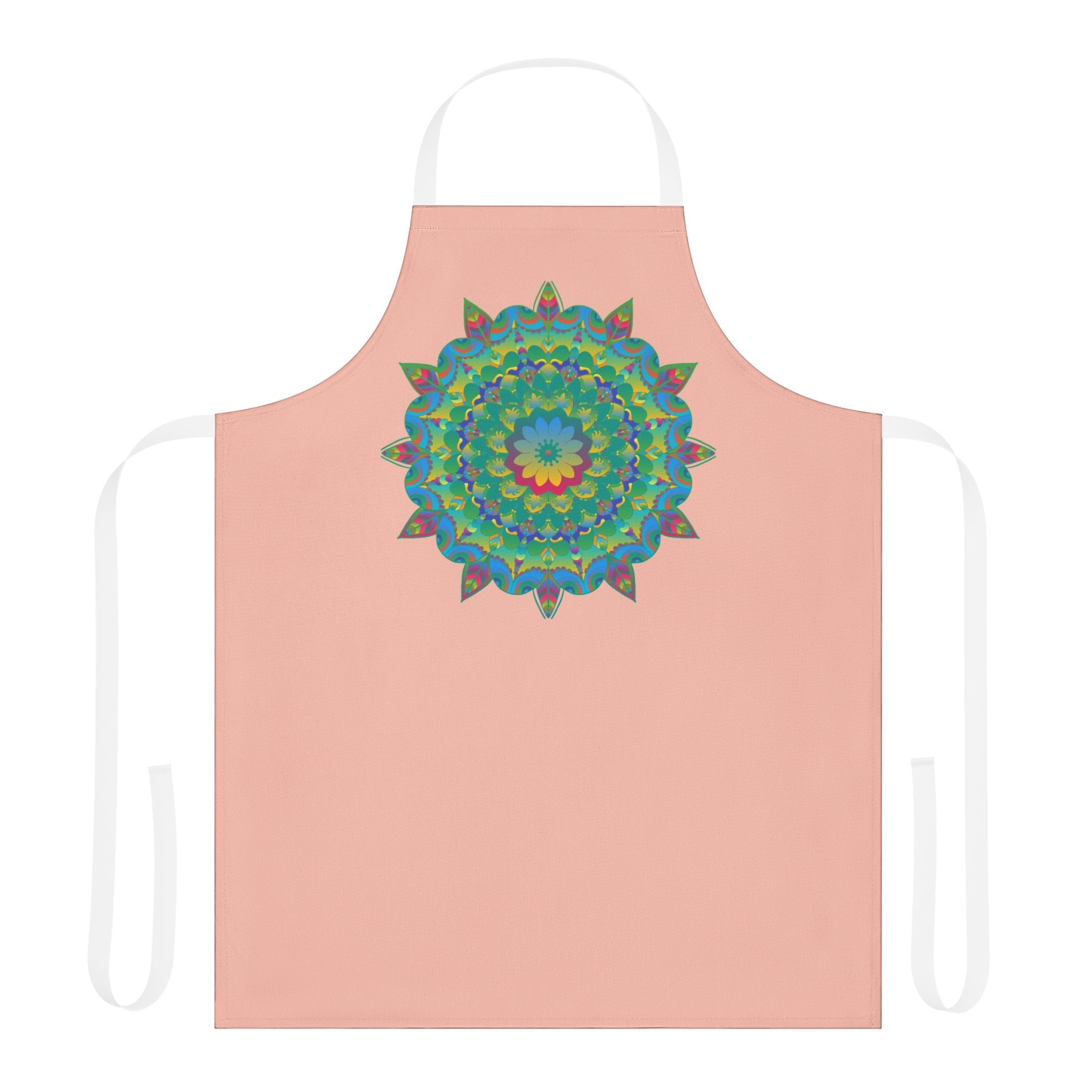 Peach Mandala Apron - Hand - Drawn Art Kitchen All Over Prints - Blululi