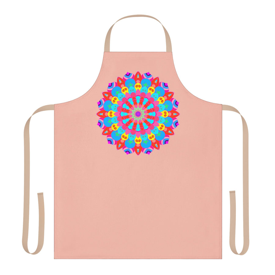 Peach Mandala Apron - Hand - Drawn Floral Art All Over Prints - Blululi