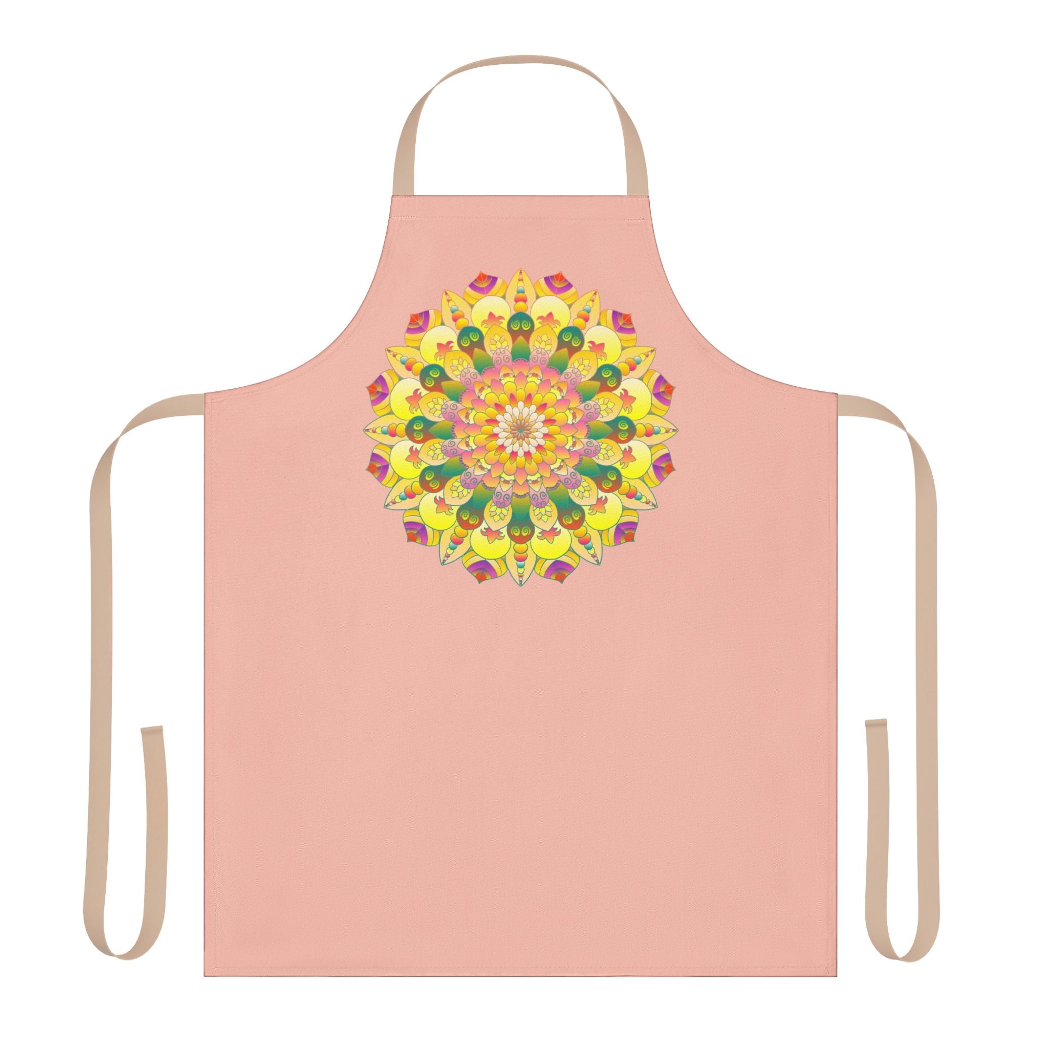 Peach Mandala Art Apron - Hand Drawn Design All Over Prints - Blululi