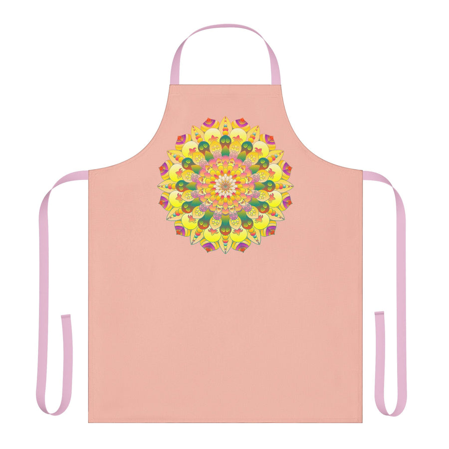 Peach Mandala Art Apron - Hand Drawn Design All Over Prints - Blululi