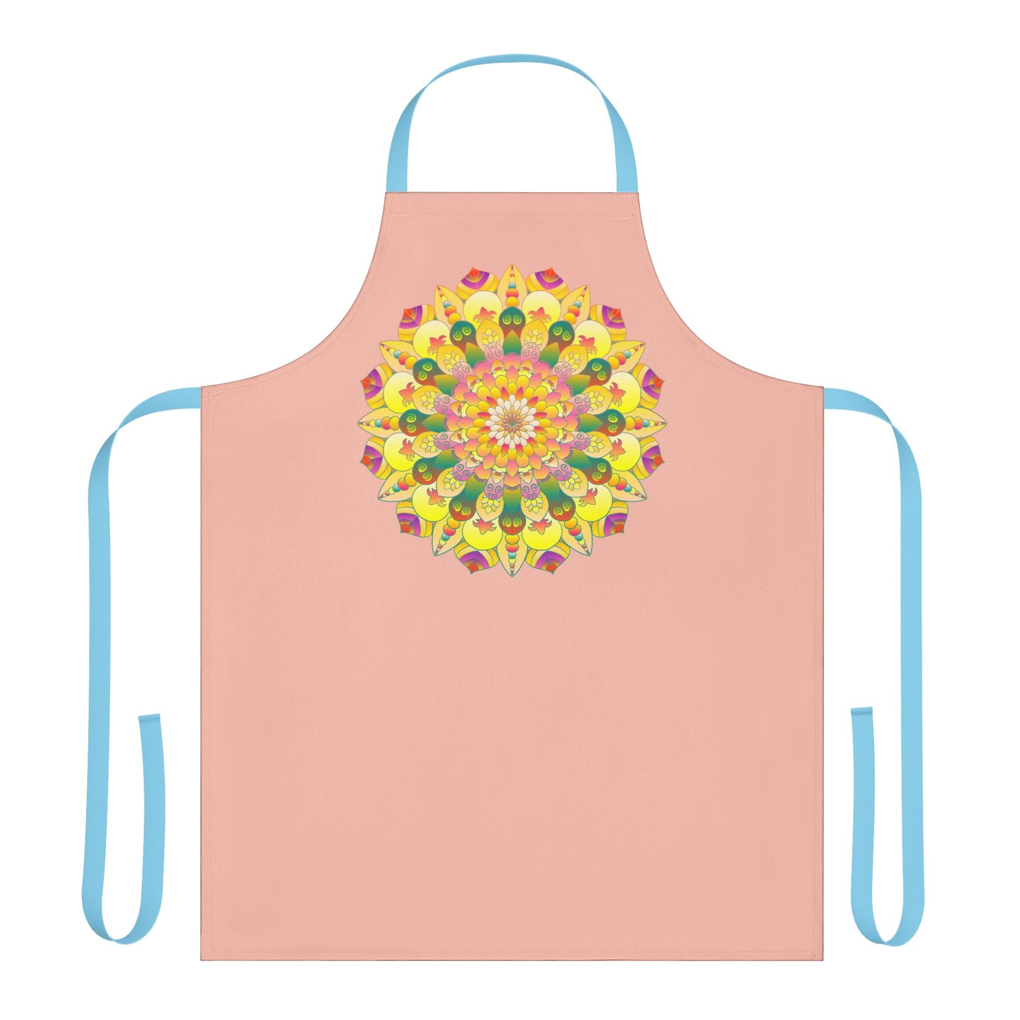 Peach Mandala Art Apron - Hand Drawn Design All Over Prints - Blululi