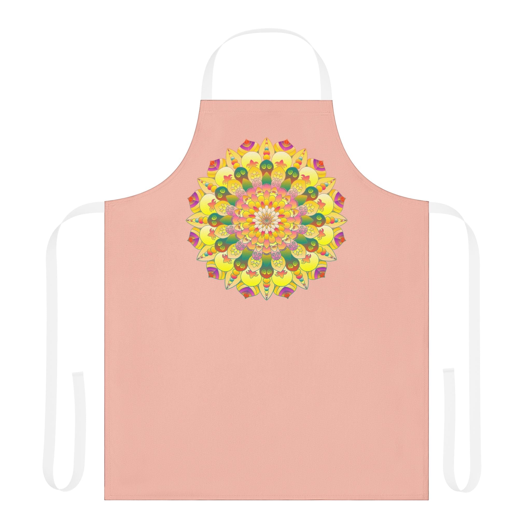 Peach Mandala Art Apron - Hand Drawn Design All Over Prints - Blululi