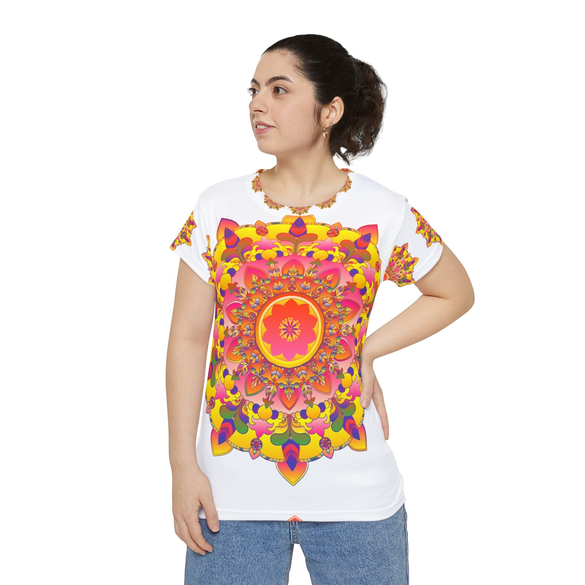 Psychedelic Rainbow Mandala Women's T-Shirt All Over Prints - Blululi