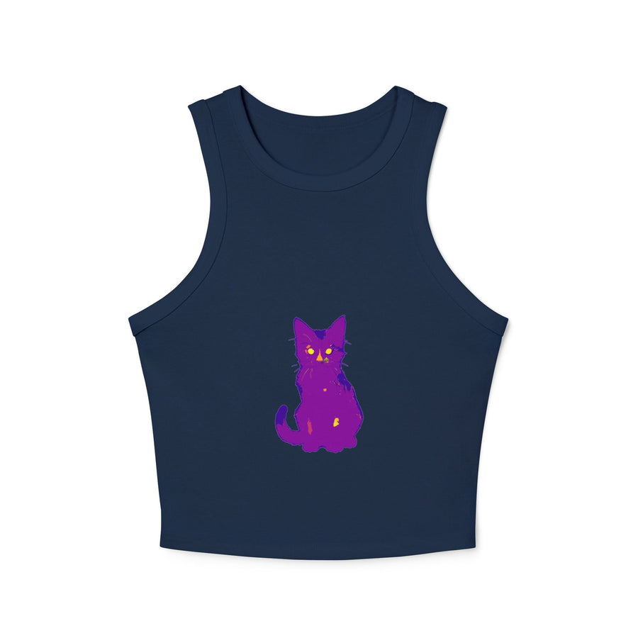 Purple Cat Watercolor Racerback Tank Top Tank Top - Blululi