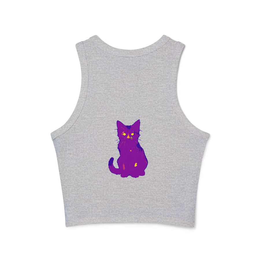 Purple Cat Watercolor Racerback Tank Top Tank Top - Blululi