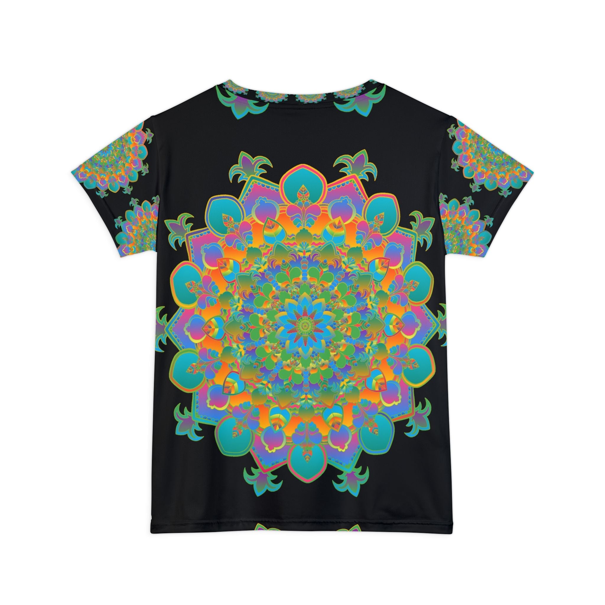 Rainbow Mandala Women's T-Shirt - Black All Over Prints - Blululi
