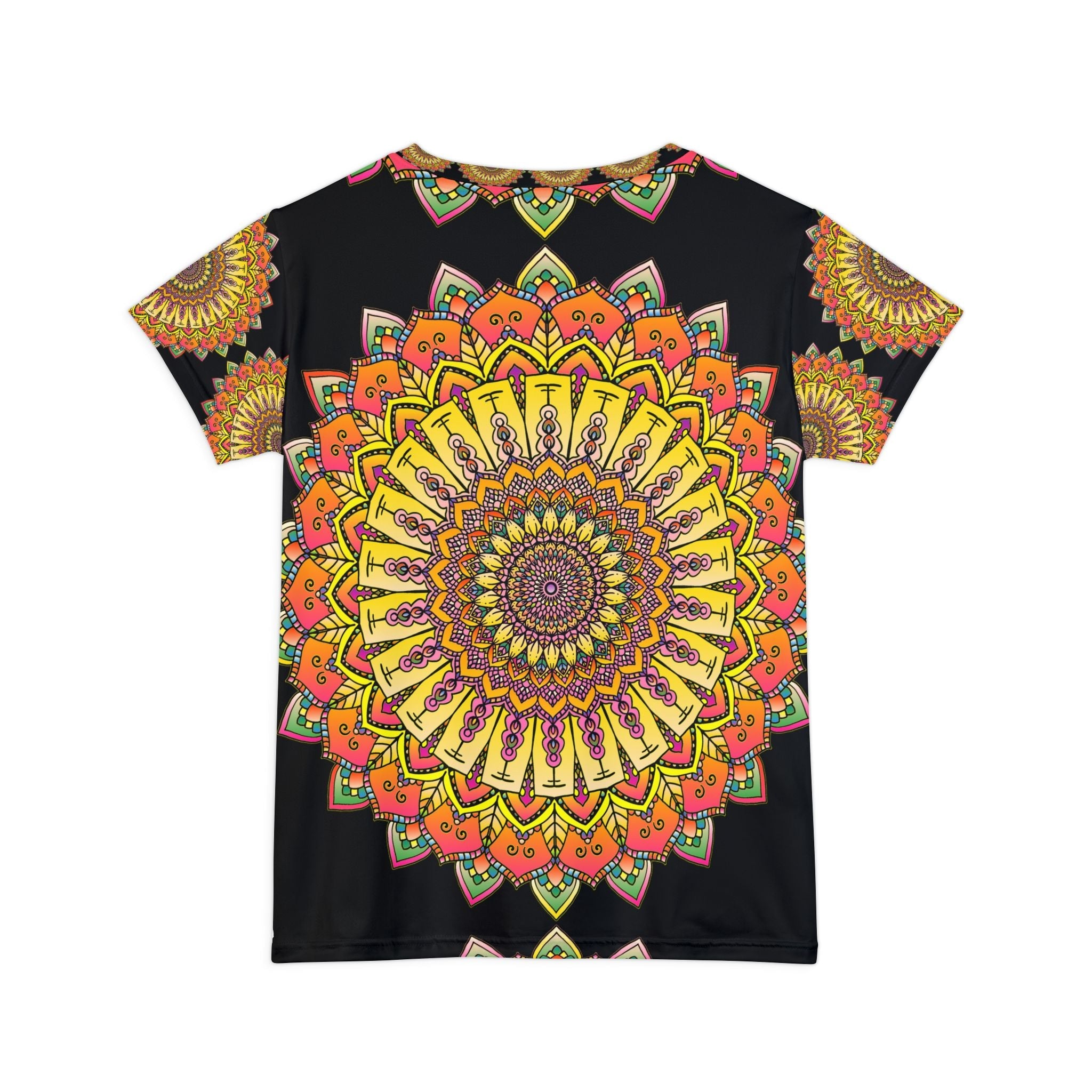 Rainbow Mandala Women's T-Shirt - Black Background All Over Prints - Blululi
