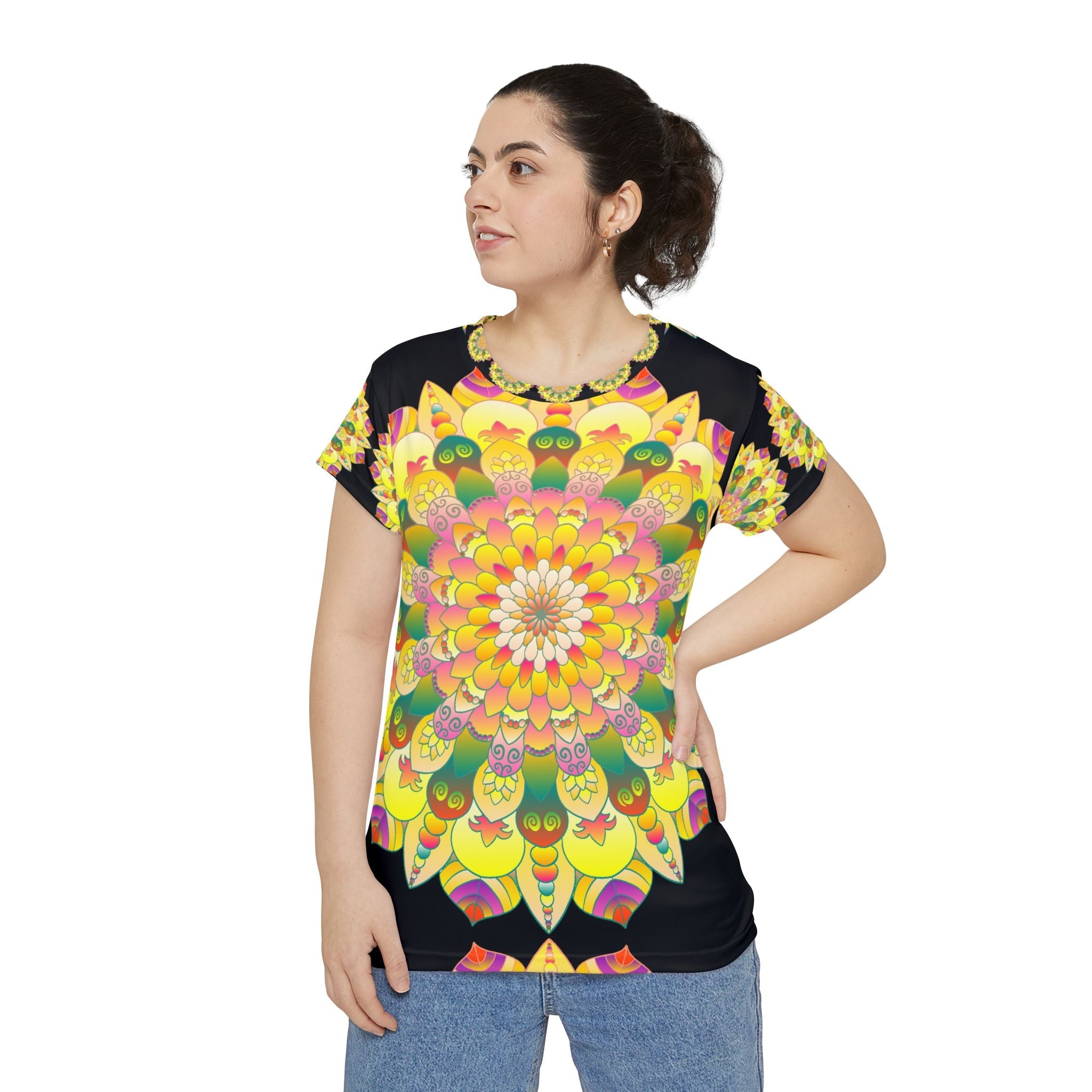 Rainbow Mandala Women's T-Shirt - Boho Art All Over Prints - Blululi