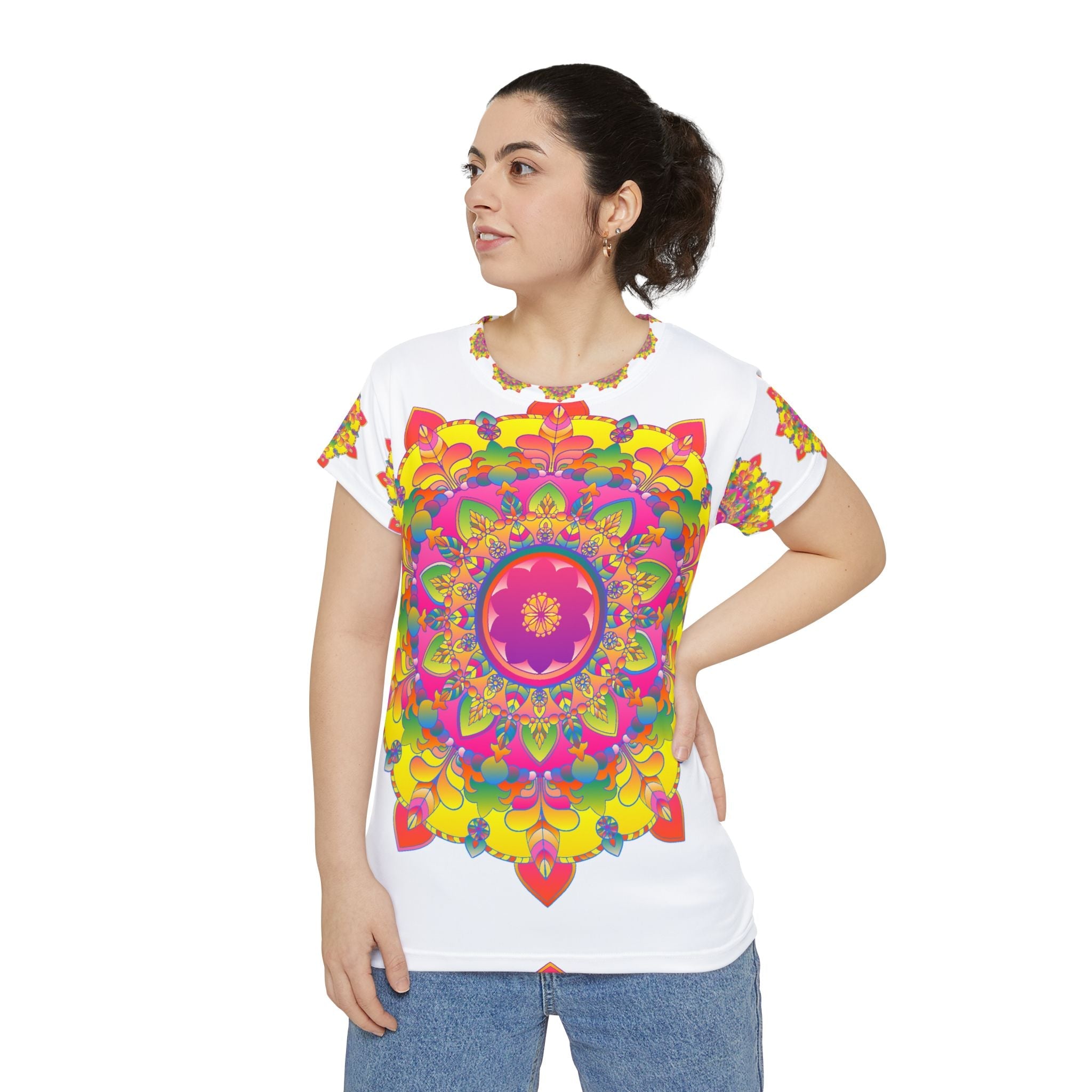 Rainbow Mandala Women's T-Shirt - Psychedelic Art All Over Prints - Blululi