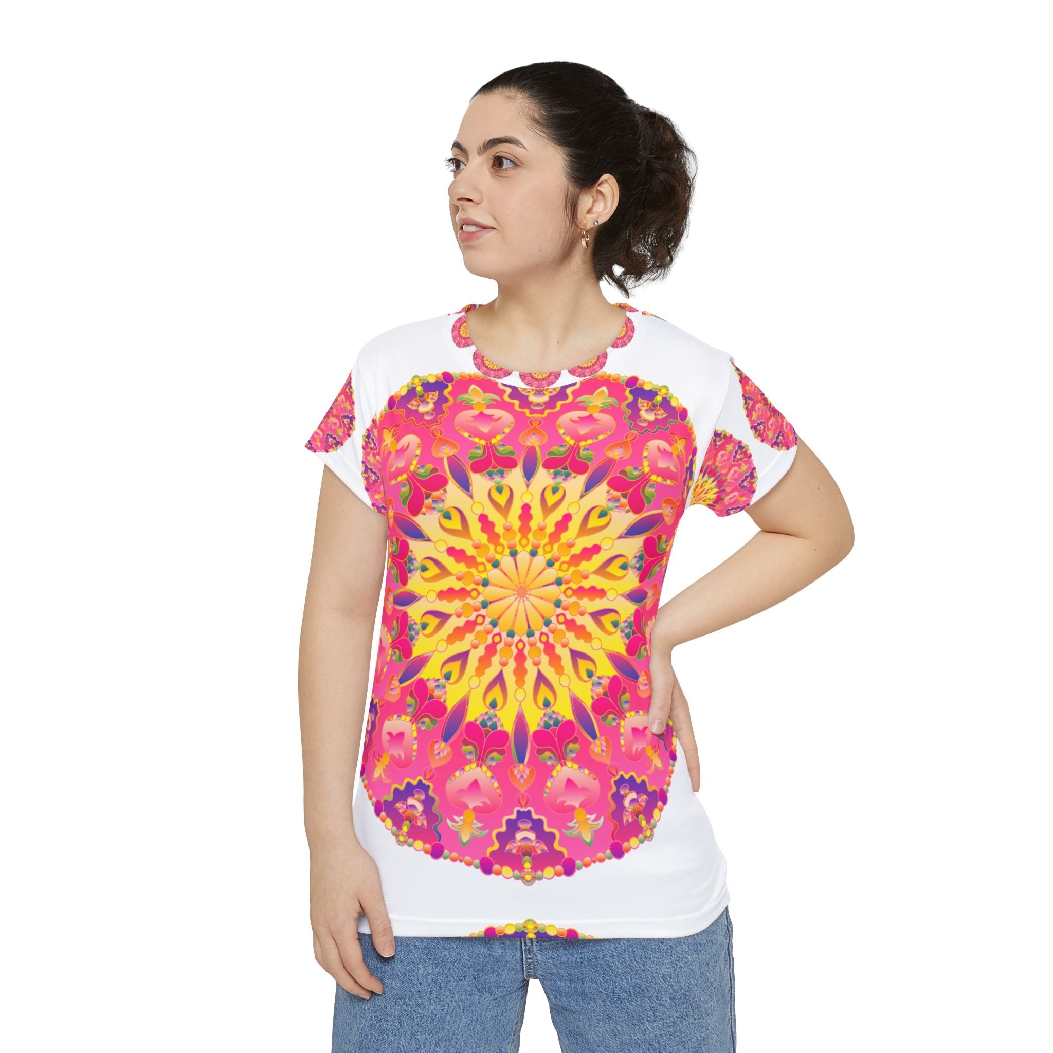 Rainbow Mandala Women's T-Shirt - Spiritual Art All Over Prints - Blululi