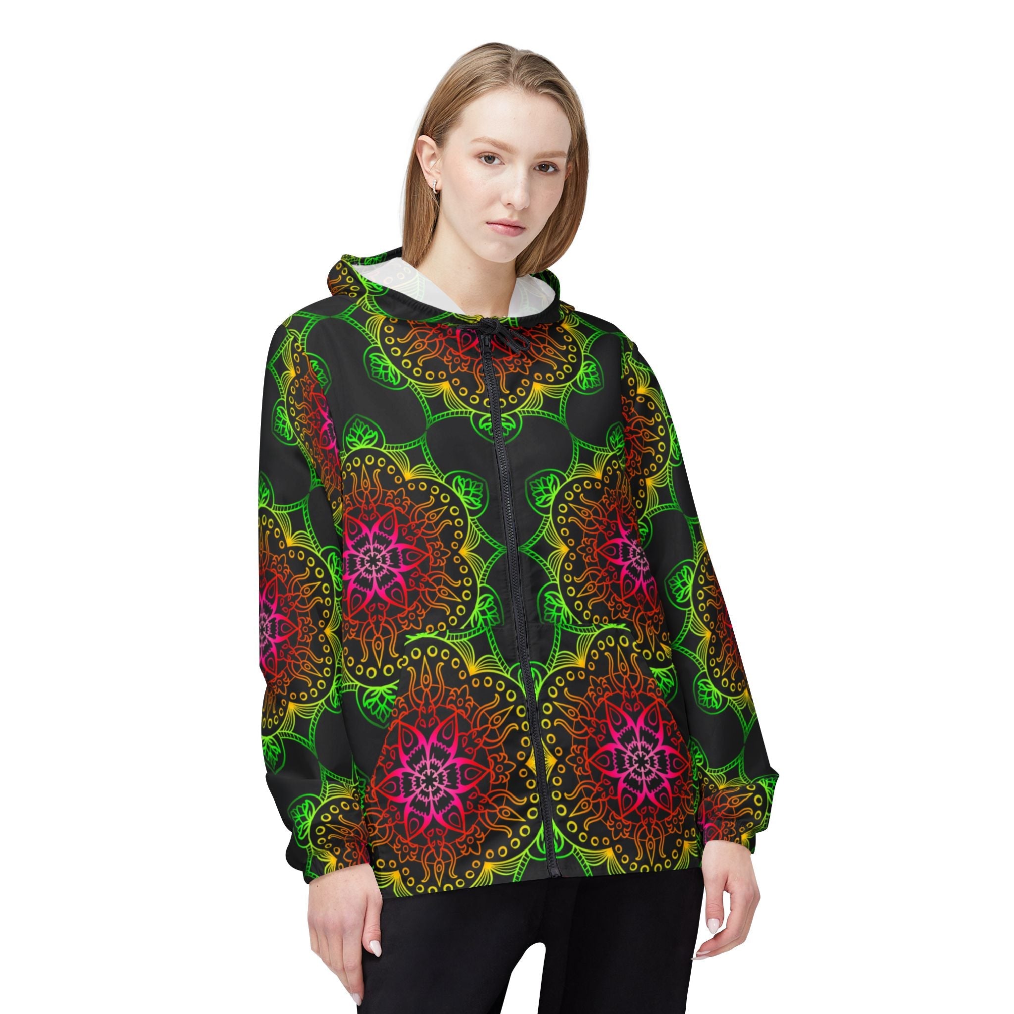 Rainbow Windbreaker Jacket with Blululi Mandala Art Designs Outerwear - Blululi