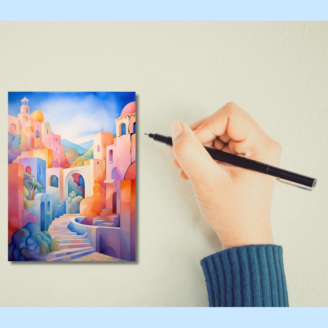Reverse Coloring Pages - Watercolor Landscapes, 34 Designs for Creative Expression - A4 and US Letter Sizes digital download - Blululi