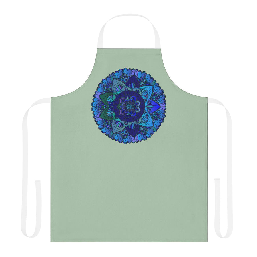 Sage Green Mandala Apron - Hand - Drawn Art All Over Prints - Blululi
