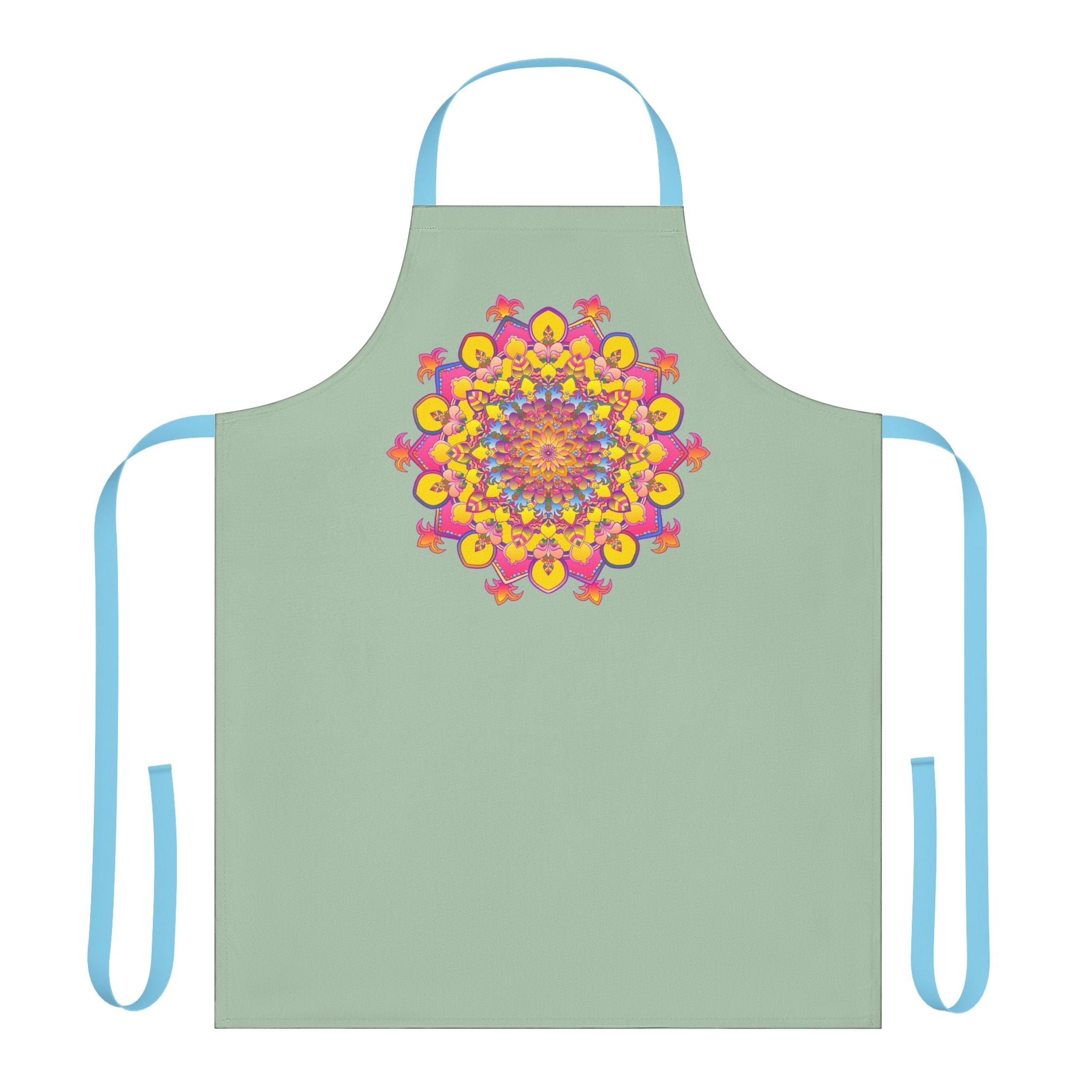 Sage Green Mandala Apron - Hand Drawn Art All Over Prints - Blululi