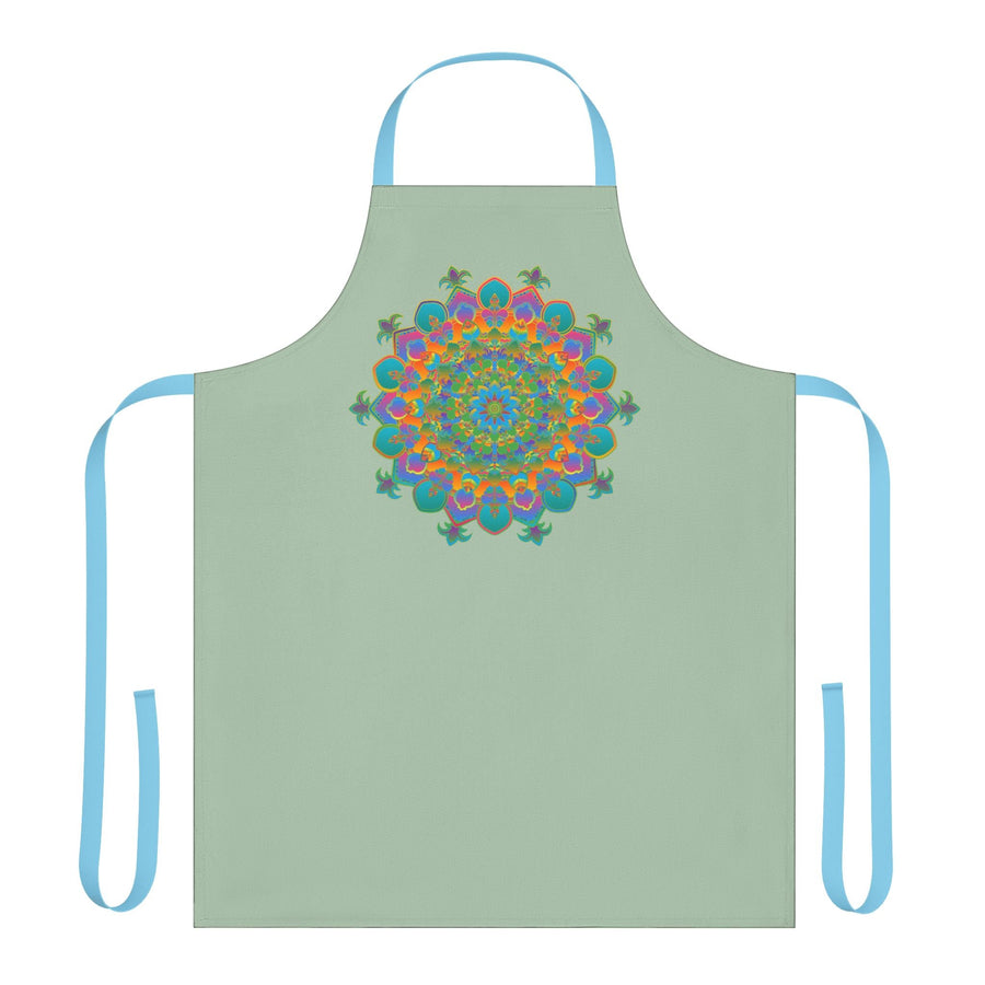 Sage Green Mandala Apron - Hand Drawn Art All Over Prints - Blululi