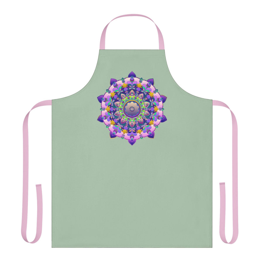 Sage Green Mandala Apron - Hand - Drawn Art All Over Prints - Blululi