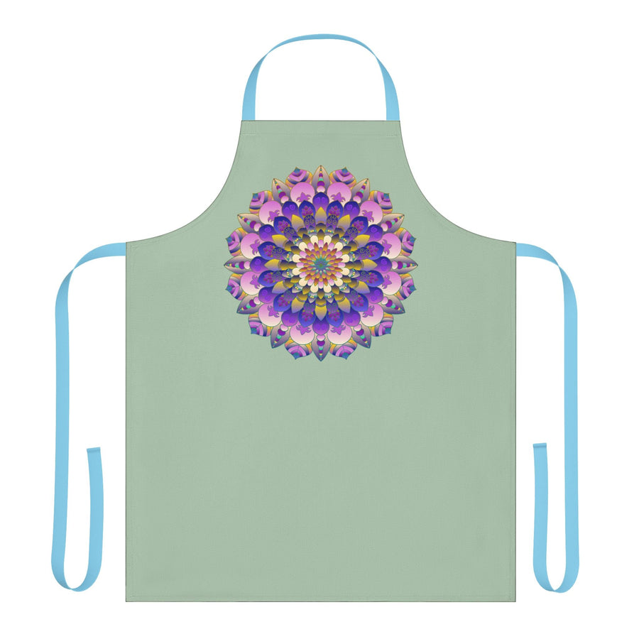 Sage Green Mandala Apron - Hand Drawn Art All Over Prints - Blululi