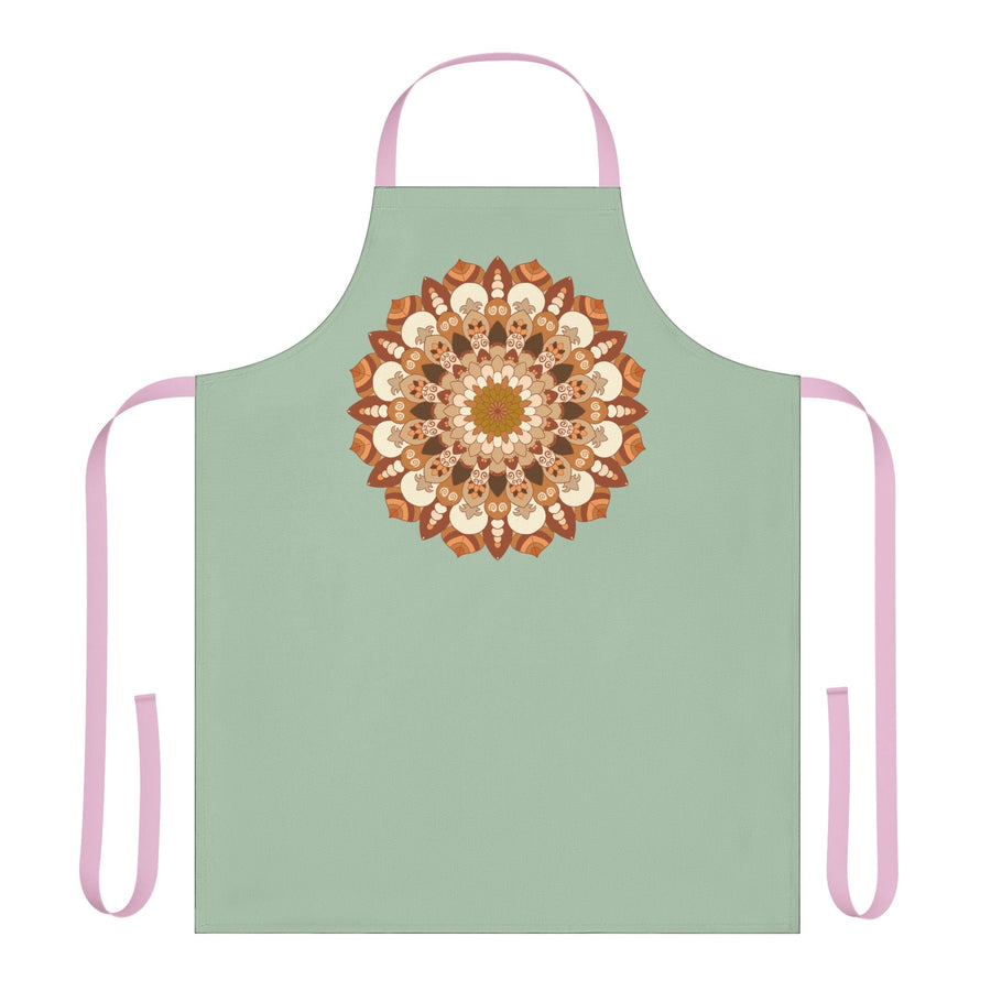 Sage Green Mandala Apron - Hand Drawn Art All Over Prints - Blululi