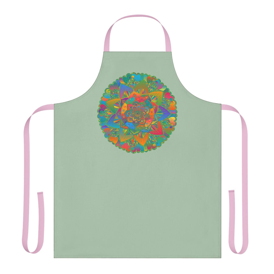Sage Green Mandala Apron - Hand Drawn Art All Over Prints - Blululi