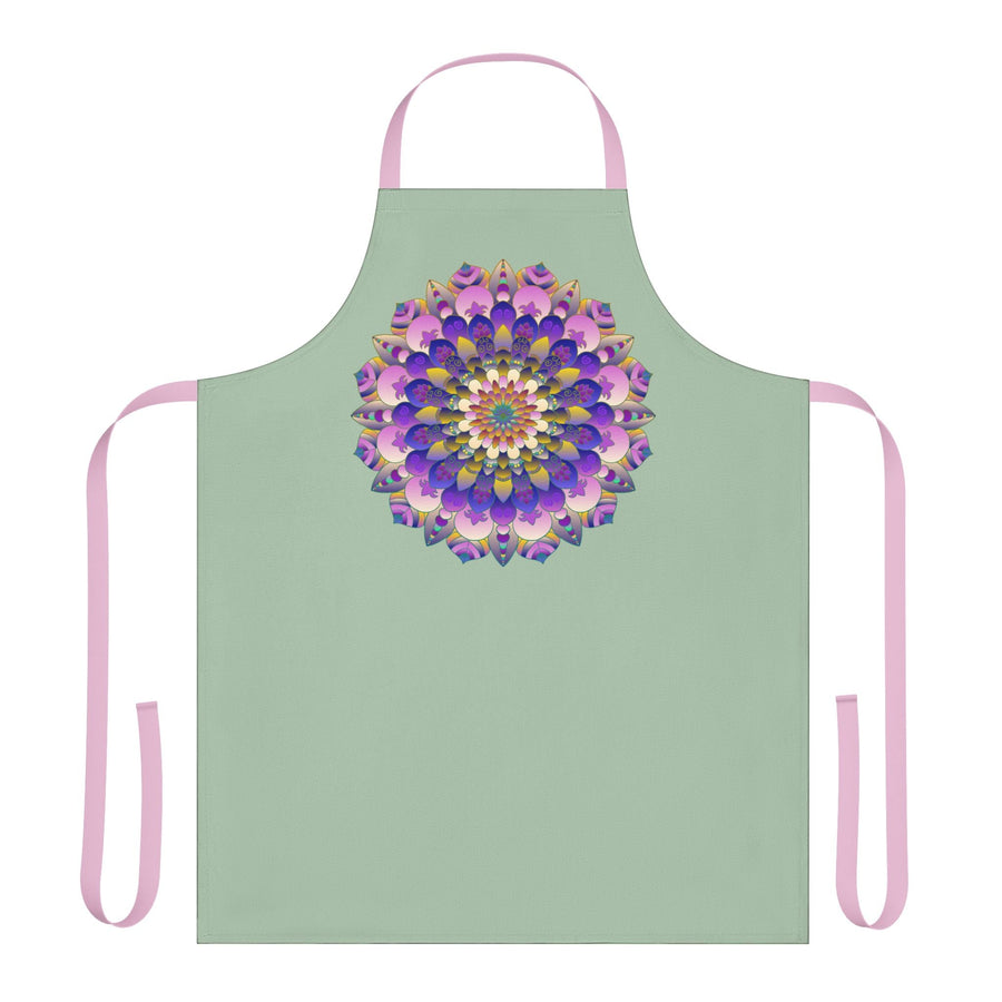 Sage Green Mandala Apron - Hand Drawn Art All Over Prints - Blululi