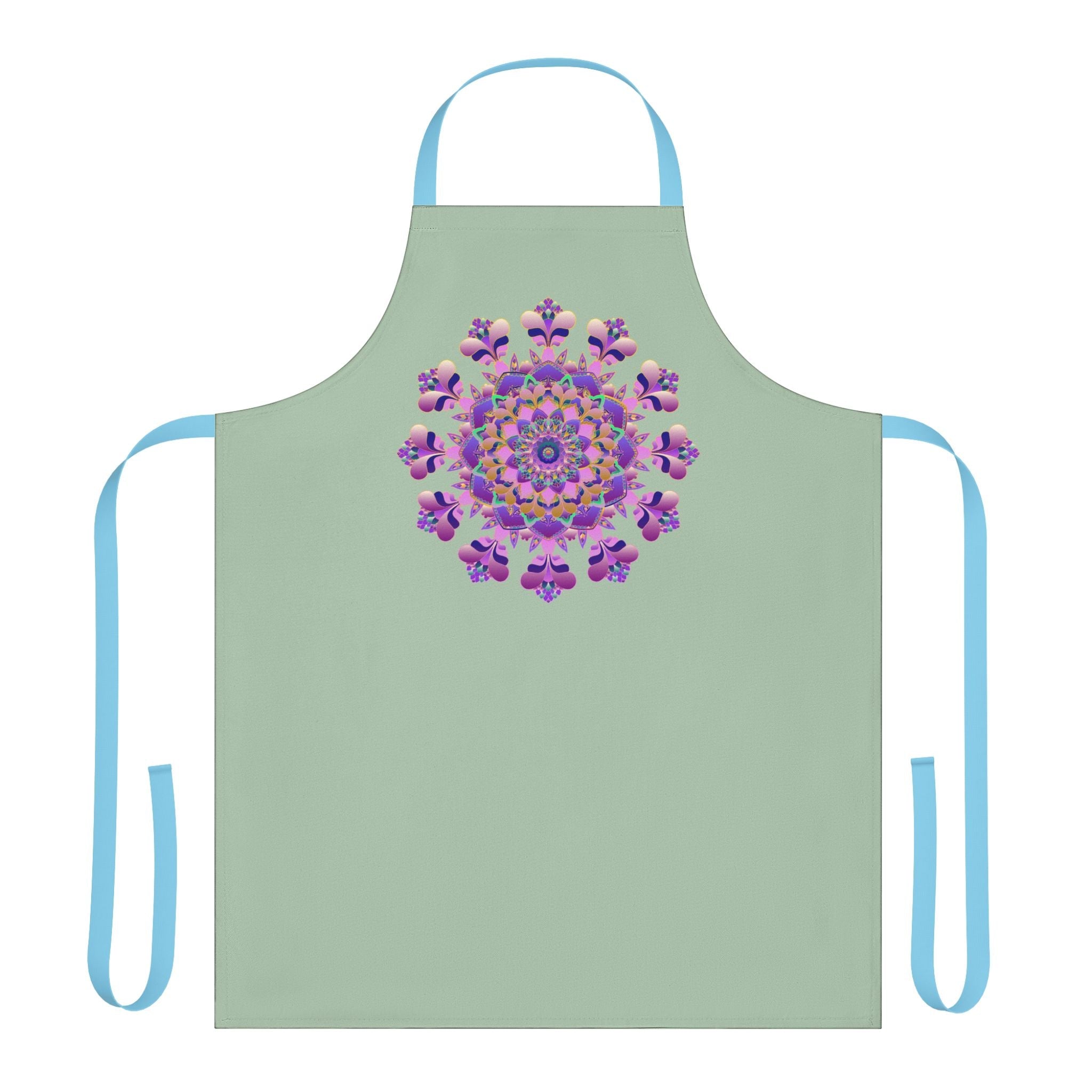 Sage Green Mandala Apron - Hand Drawn Art All Over Prints - Blululi