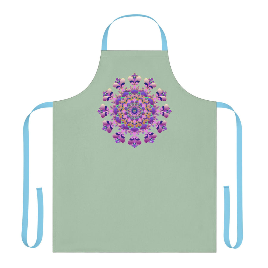 Sage Green Mandala Apron - Hand Drawn Art All Over Prints - Blululi