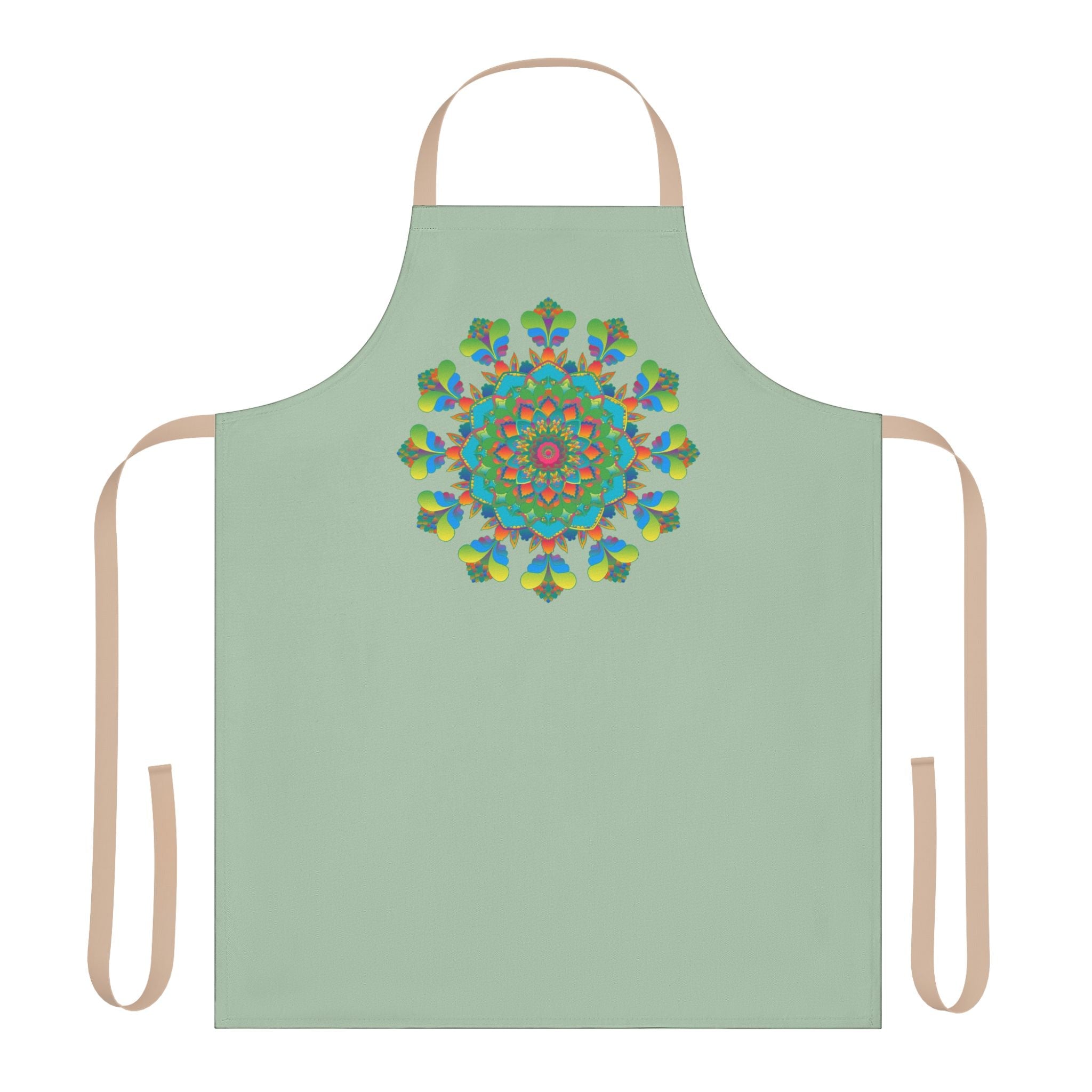 Sage Green Mandala Apron - Hand Drawn Art All Over Prints - Blululi