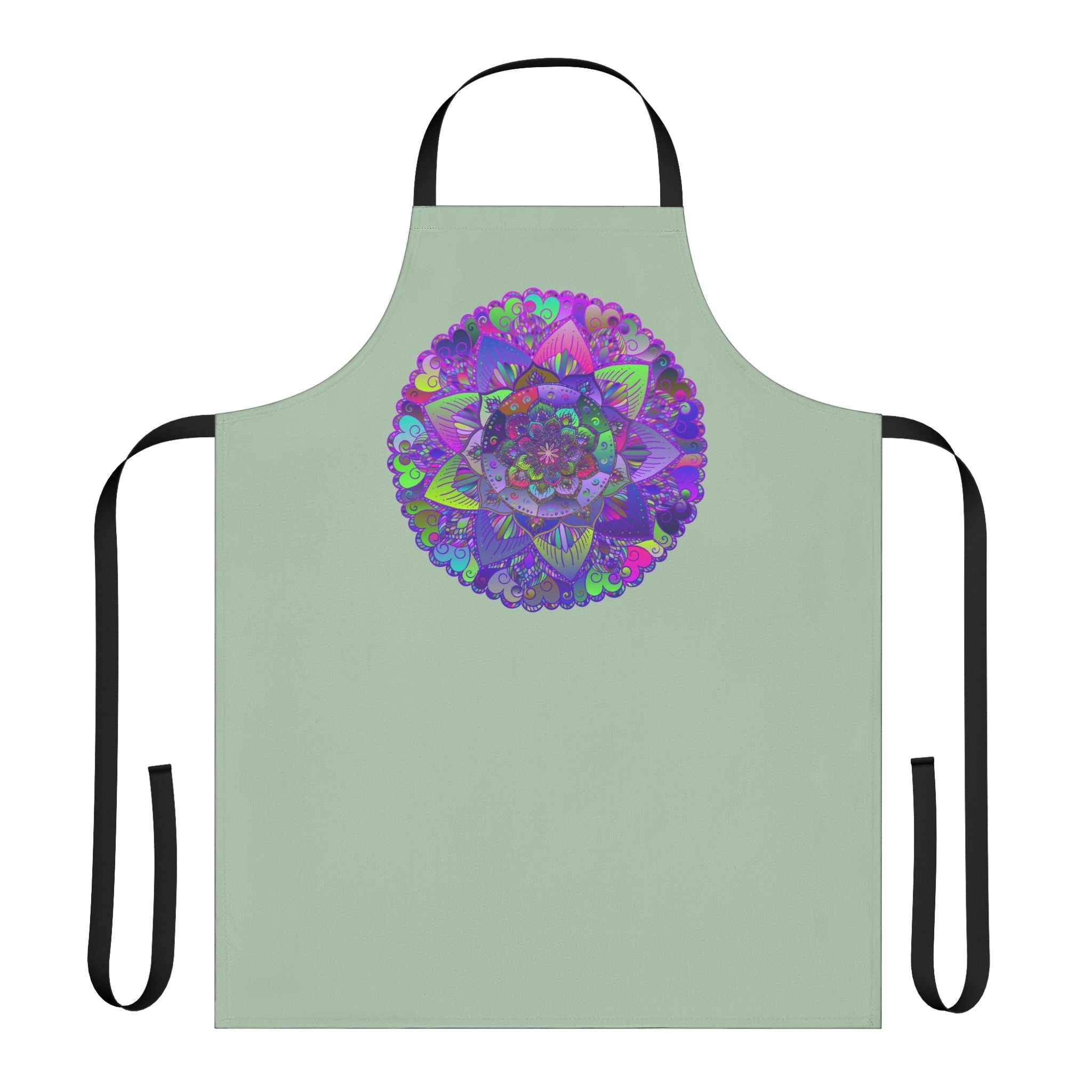 Sage Green Mandala Apron - Intricate Art All Over Prints - Blululi