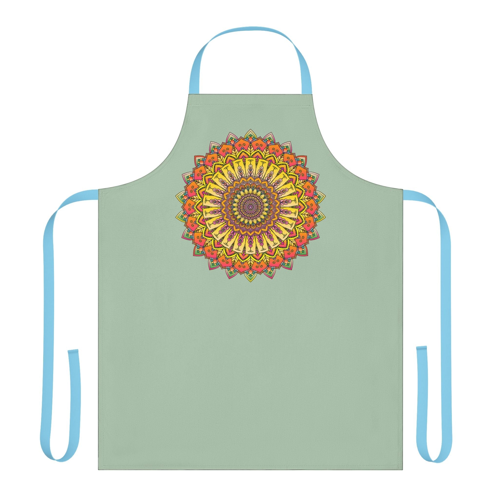 Sage Green Mandala Apron - Intricate Art All Over Prints - Blululi