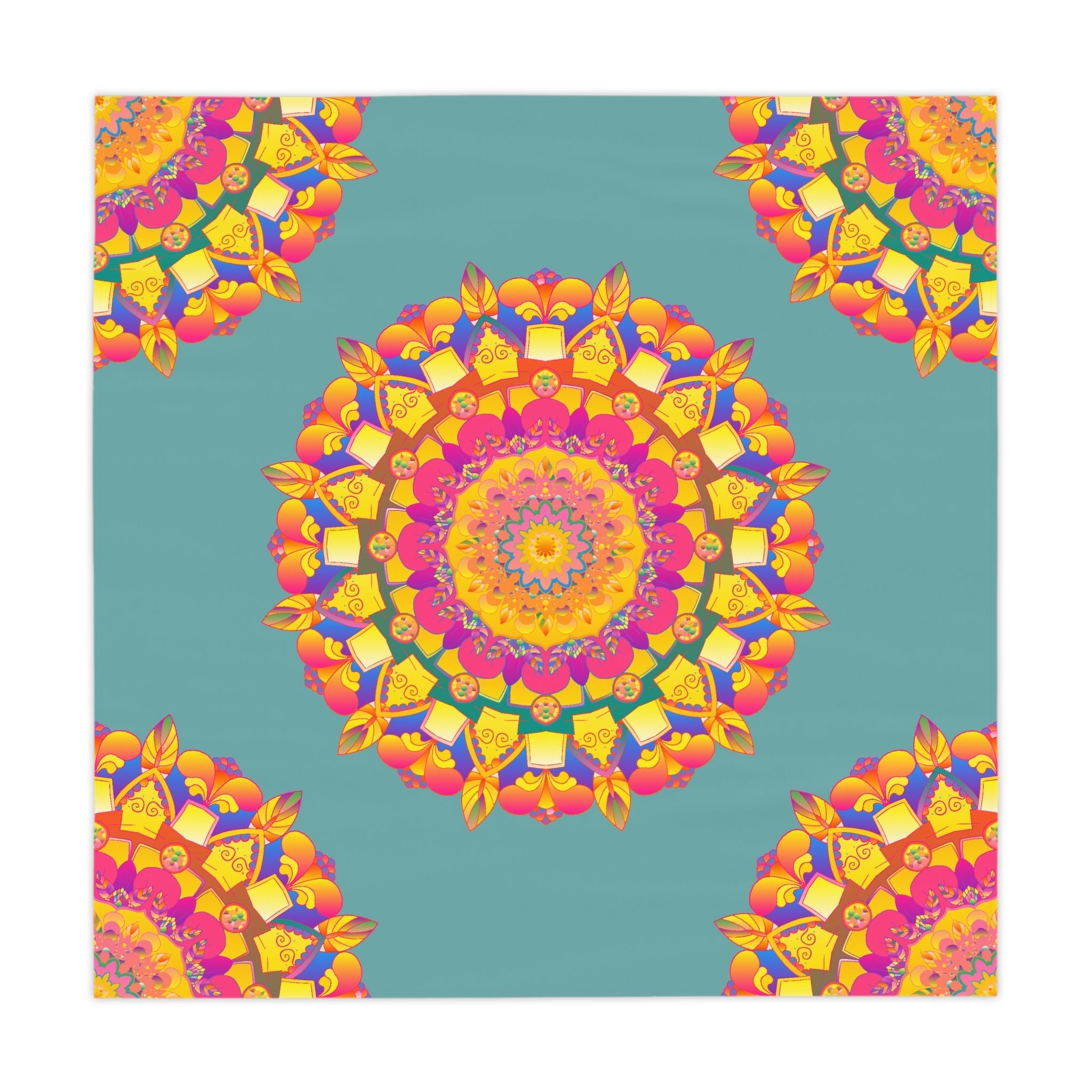 Sage Green Mandala Tablecloth - Colorful Floral Design Home Decor - Blululi