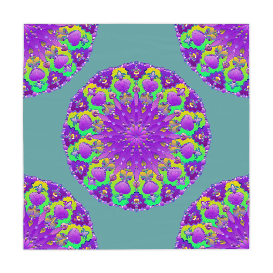 Sage Green Mandala Tablecloth - Intricate Floral Design Home Decor - Blululi