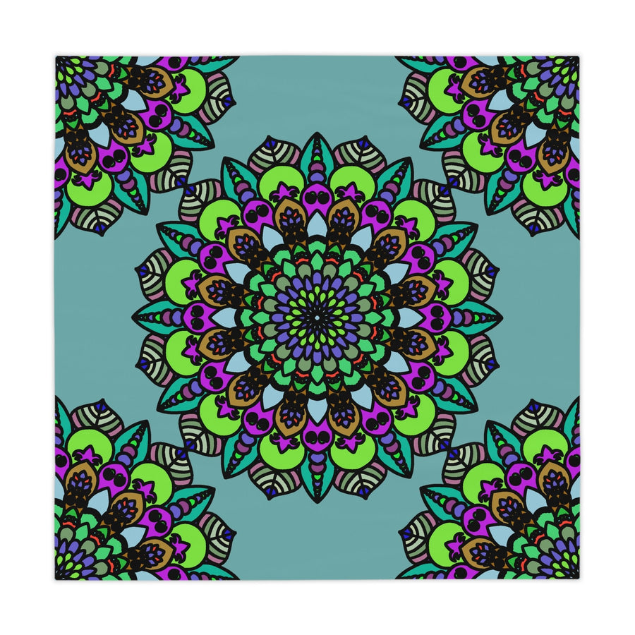 Sage Green Mandala Tablecloth - Vibrant Circular Design Home Decor - Blululi