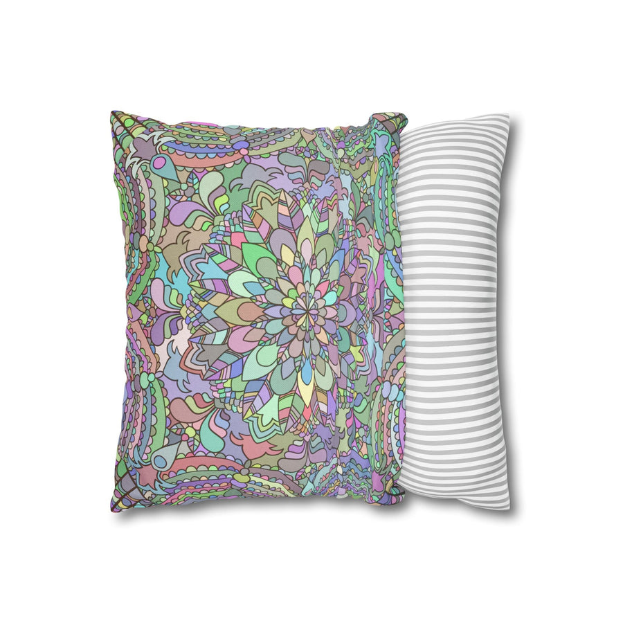 Spun Polyester Square Pillowcase Mandala Art - Original Fine Art - Hand - drawn - Pastel colors - Blululi