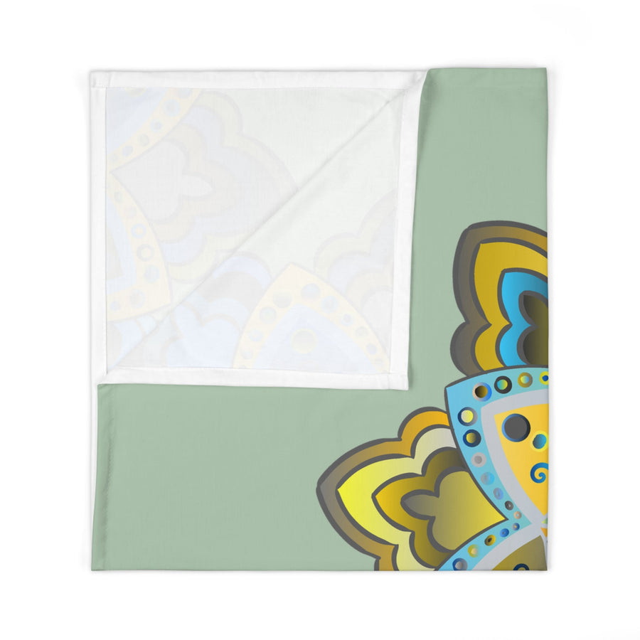 Swaddle Blanket, Hand Drawn Sage Green Mandala Design Home Decor - Blululi