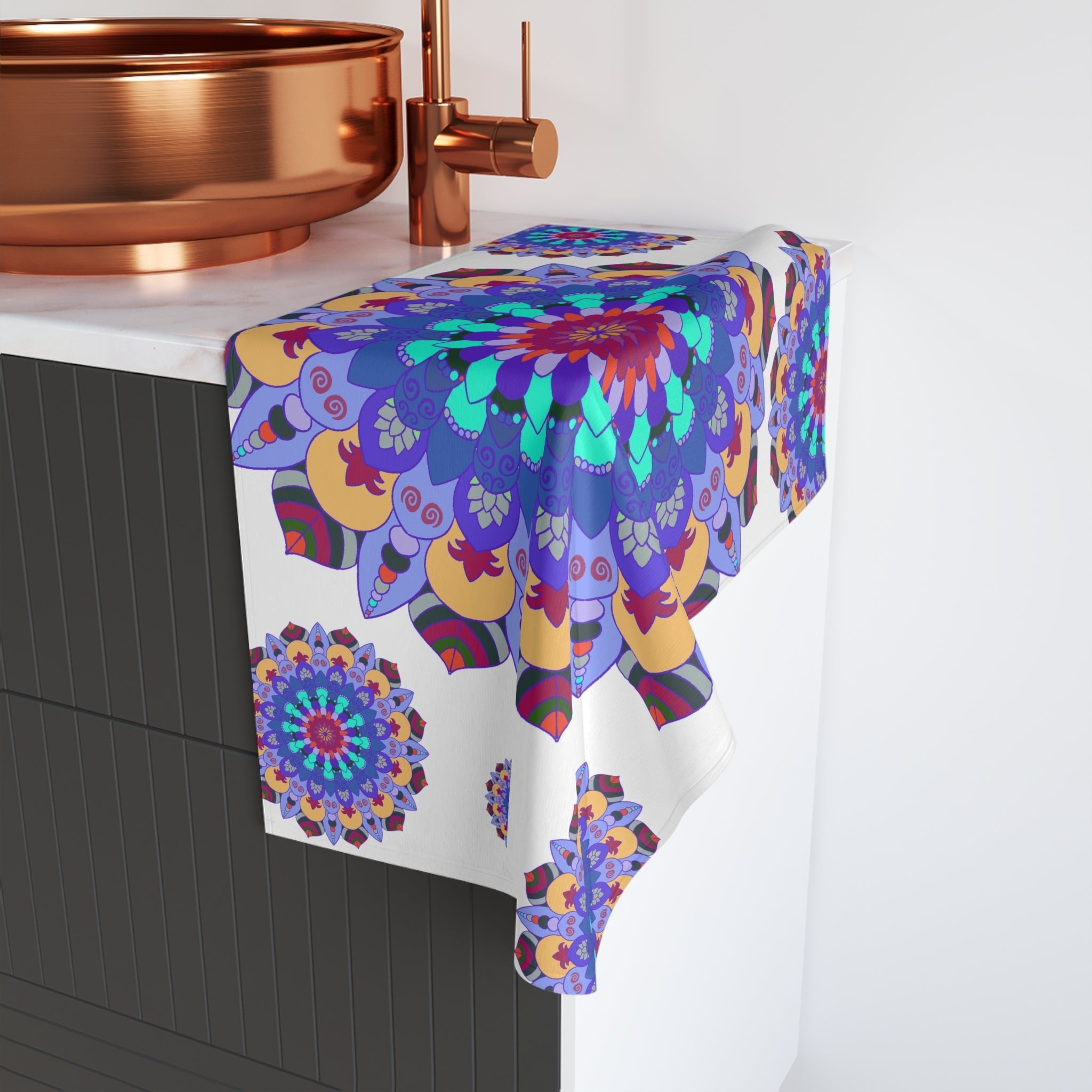 Vibrant Mandala Hand Towel - Colorful Floral Design Home Decor - Blululi