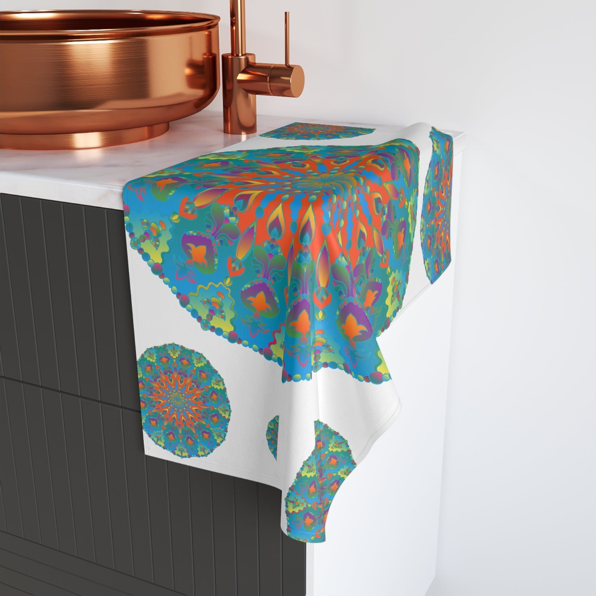 Vibrant Mandala Hand Towel - Colorful & Intricate Home Decor - Blululi