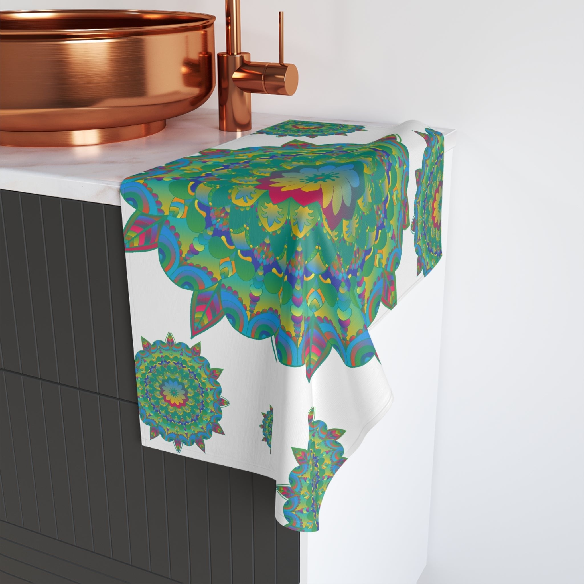 Vibrant Mandala Hand Towel - Colorful & Intricate Home Decor - Blululi