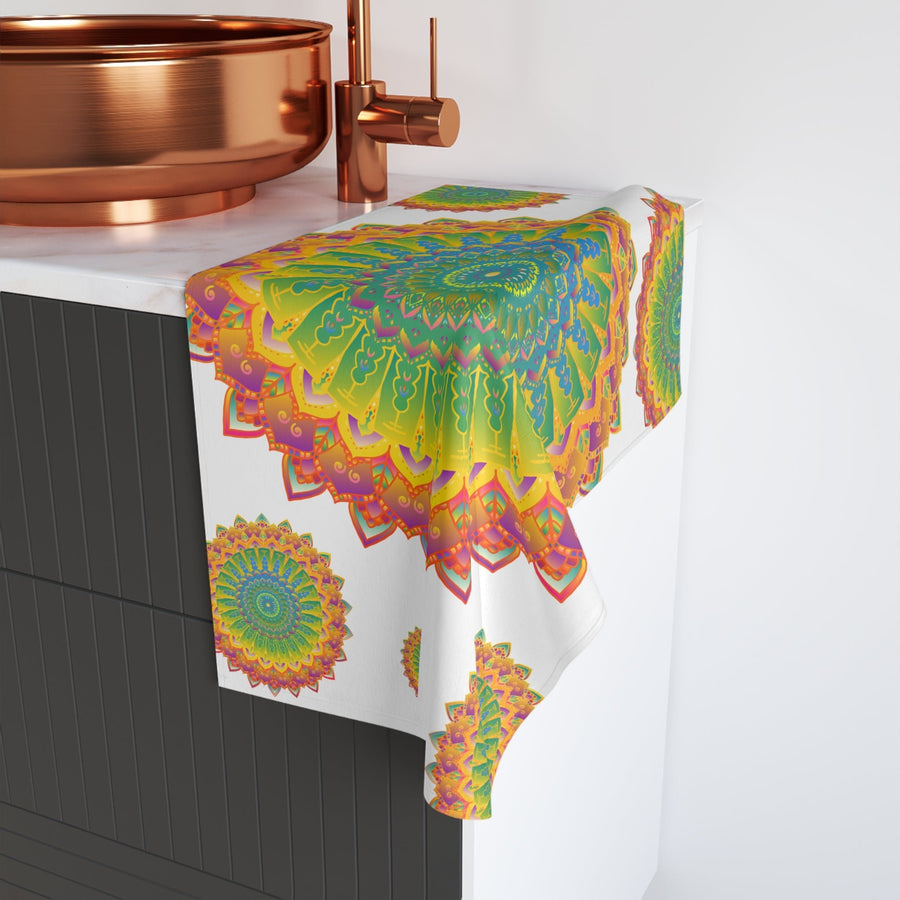 Vibrant Mandala Hand Towel - Colorful & Intricate Home Decor - Blululi