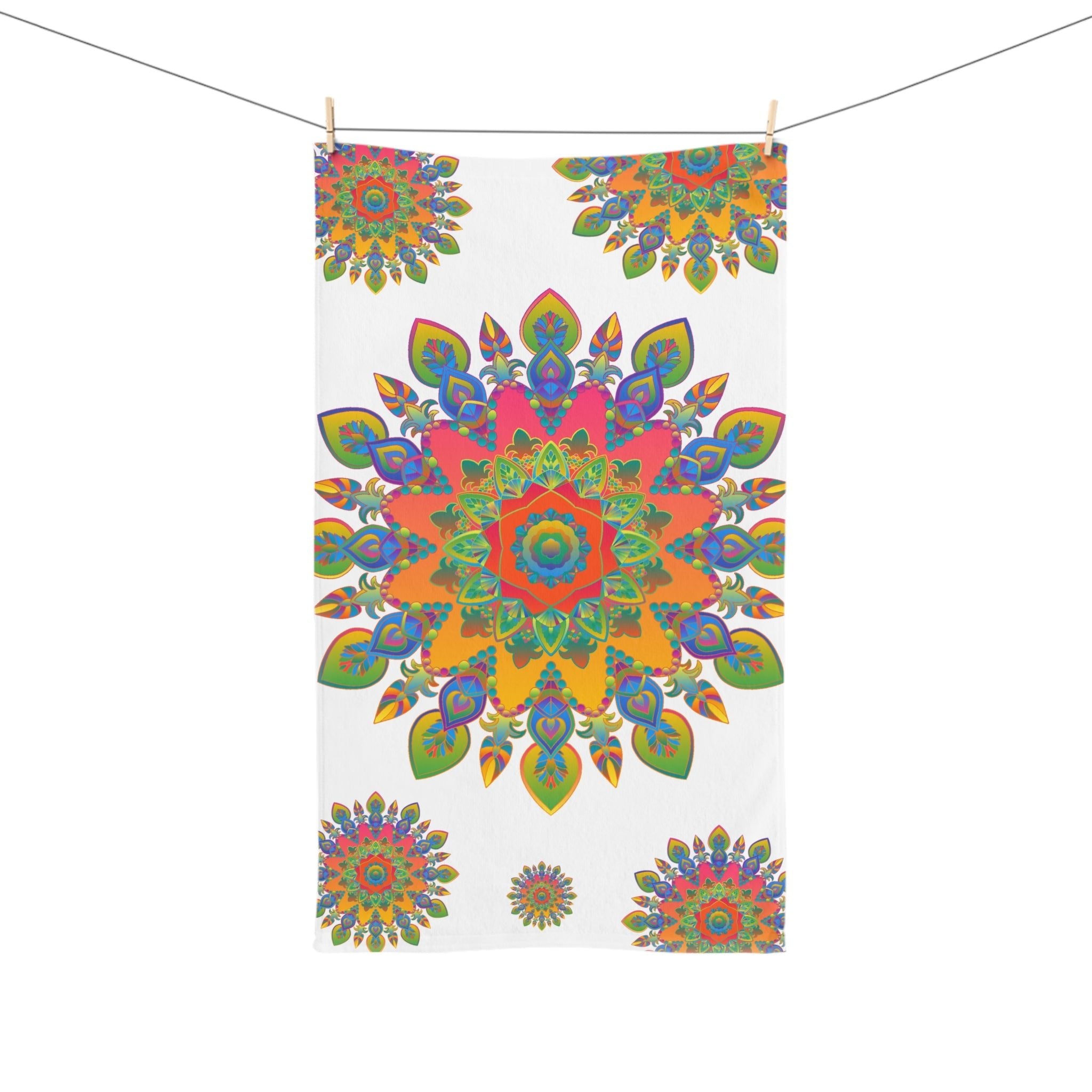 Vibrant Mandala Hand Towel - Colorful & Intricate Home Decor - Blululi